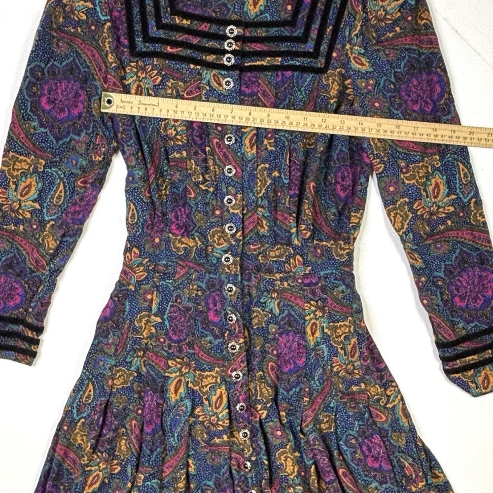 Kathie Lee For Plaza South Dress Women’s Medium (8-10) Vintage Button Paisley - Picture 4 of 10